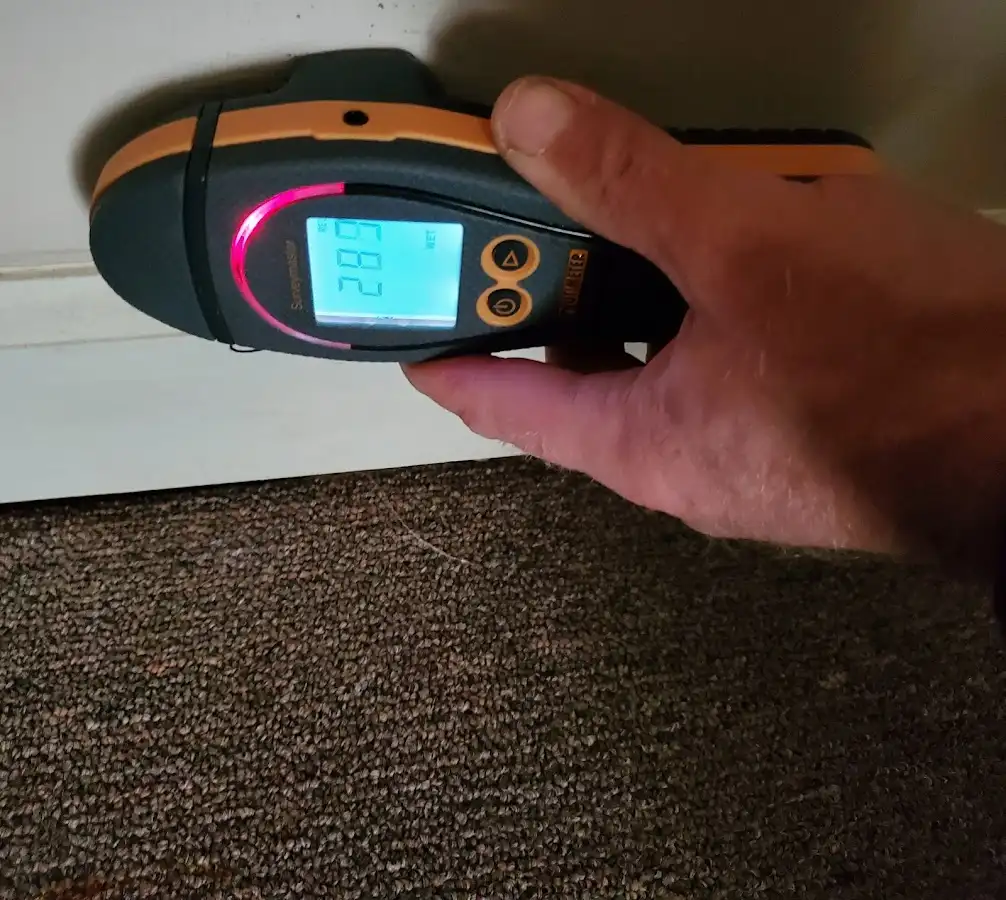 Moisture detection at baseboard during Burst Pipe Cleanup in The Hammocks